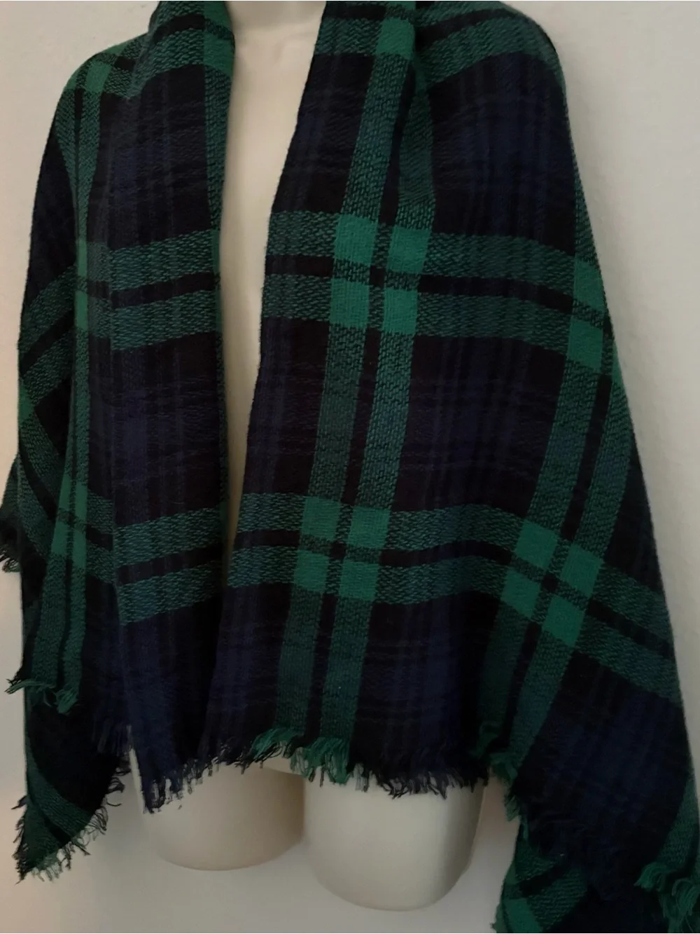 Green & Black Plaid Scarf/ Wrap